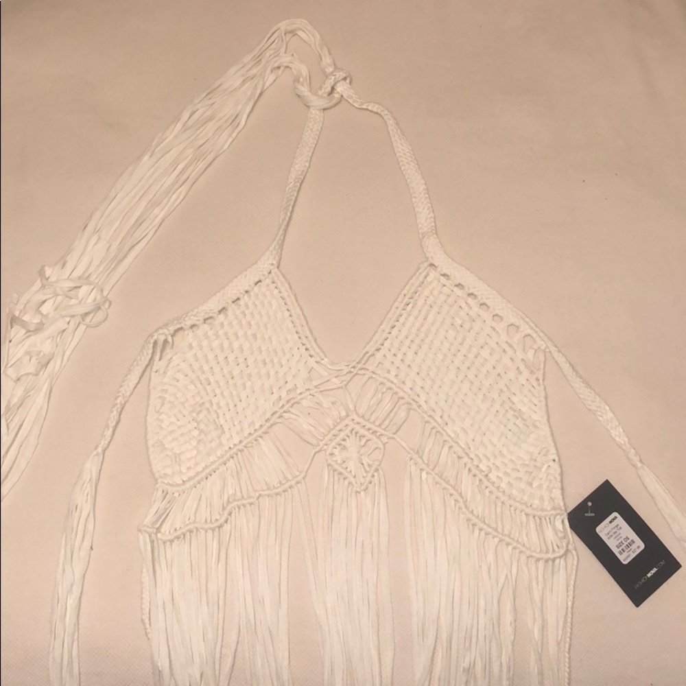 White Knitted Fridge Bralette Top